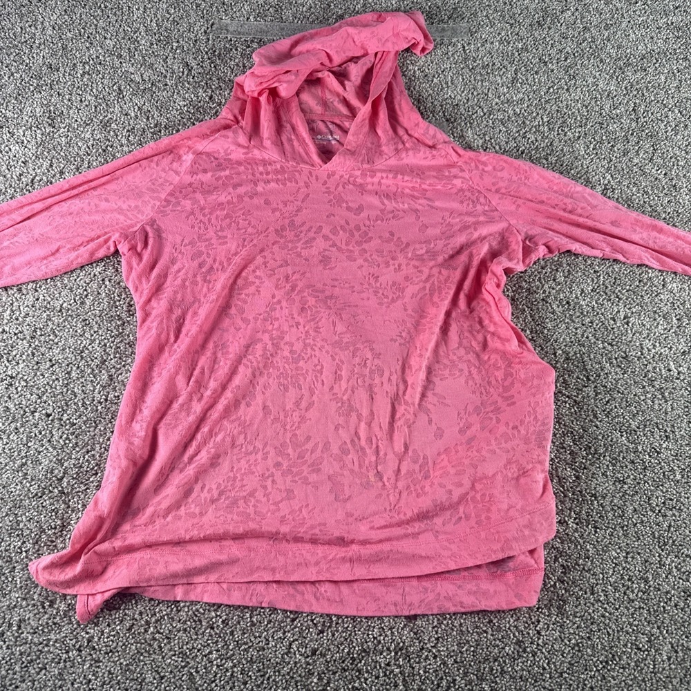 Columbia Women's Sheer Hooded Shirt Size XL Pink